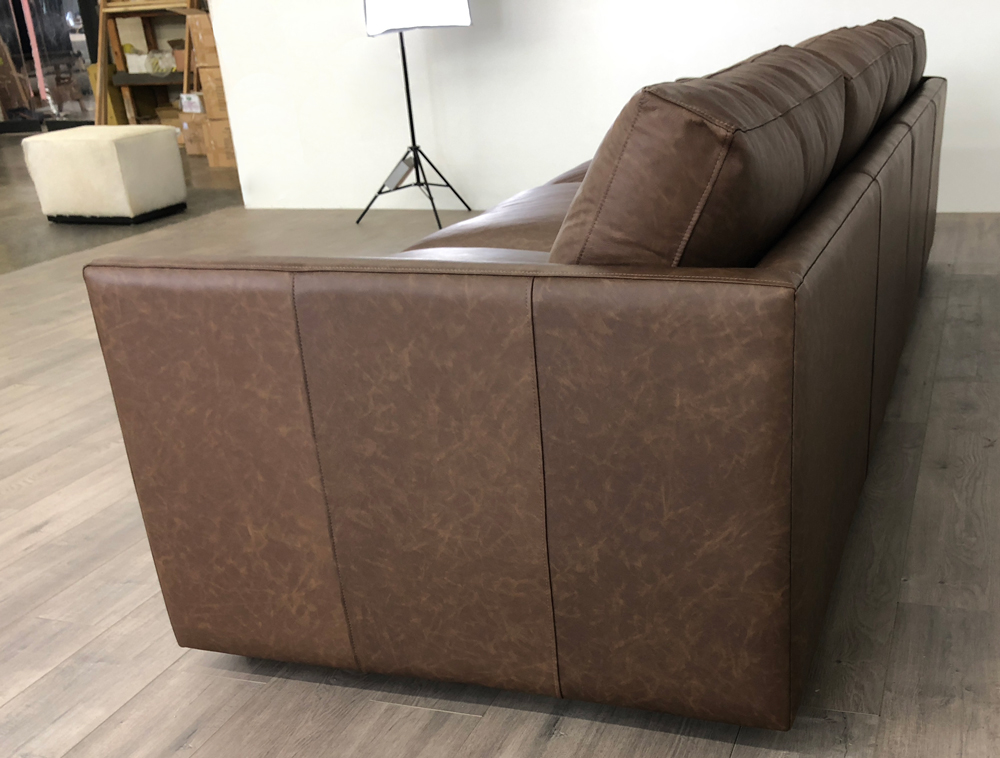 Dexter Grand Sofa in Vintage Brown Leather 132"L x 41"D - RAF Rear View
