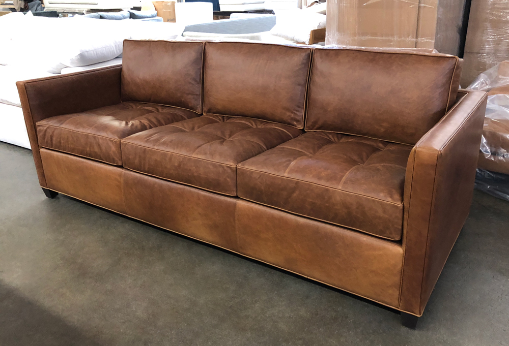 Arizona Leather Sofa in Italian Berkshire Chestnut Leather - RAF front view