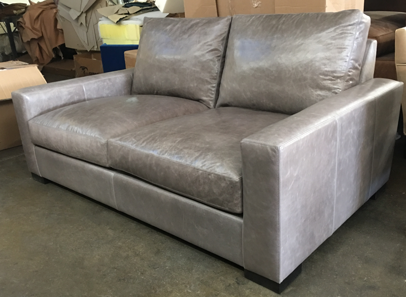6ft. Braxton Leather Sofa - Twin Cushion, 46" depth, in Full Grain Italian Glove Timberwolf Leather