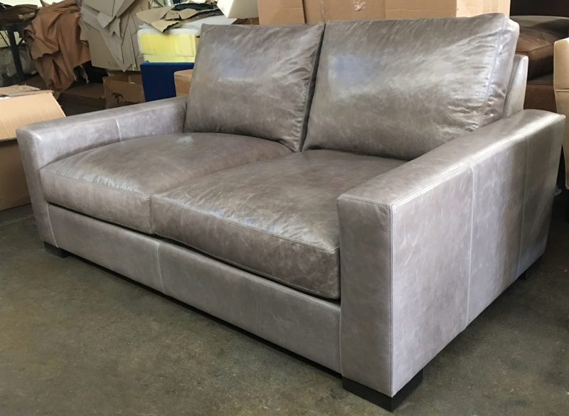 6ft. Braxton Leather Sofa - Twin Cushion, 46" depth, in Full Grain Italian Mont Blanc Wolf Leather