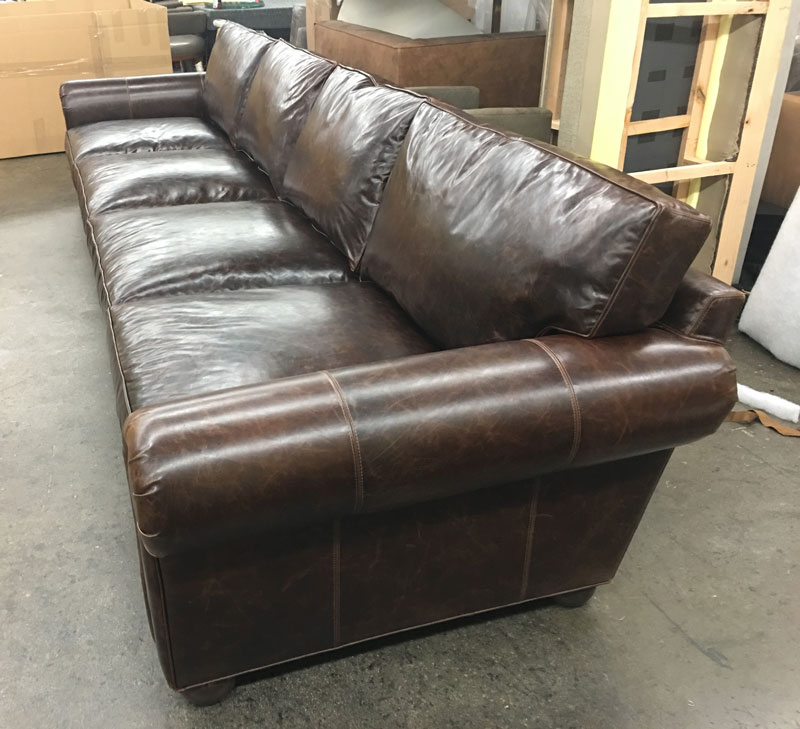 Langston 156 inch Leather Sofa in Italian Brompton Cocoa - left view