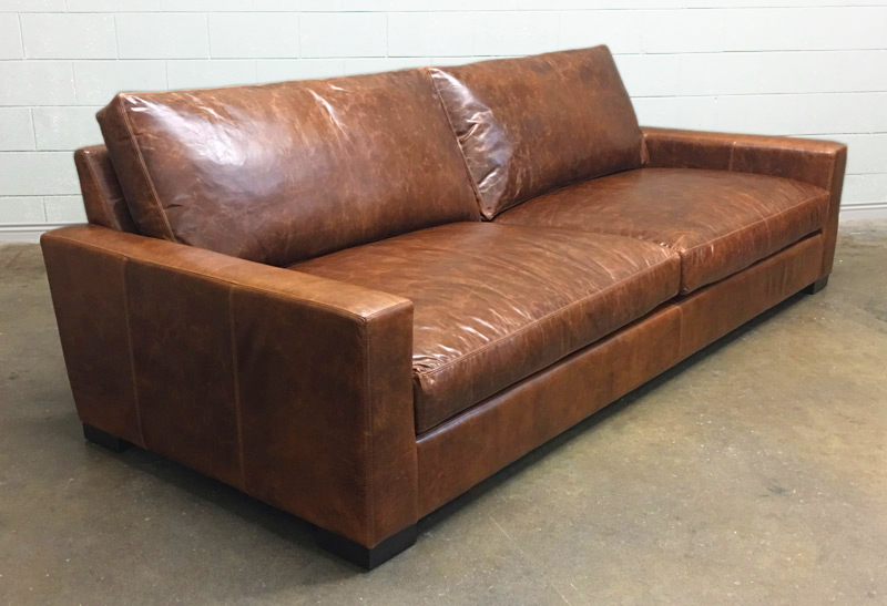 108 inch Braxton Leather Sofa in Italian Brompton Classic Leather - 46 inch depth