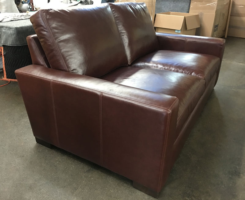 Left side view of our Braxton Leather Sofa in Italian Range Chocolate Leather