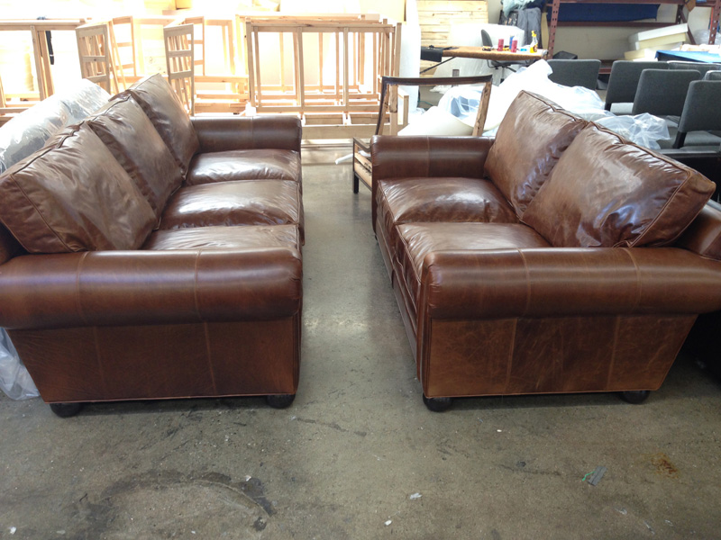 A 108" and an 84" Langston Leather Sofa in Brompton Classic