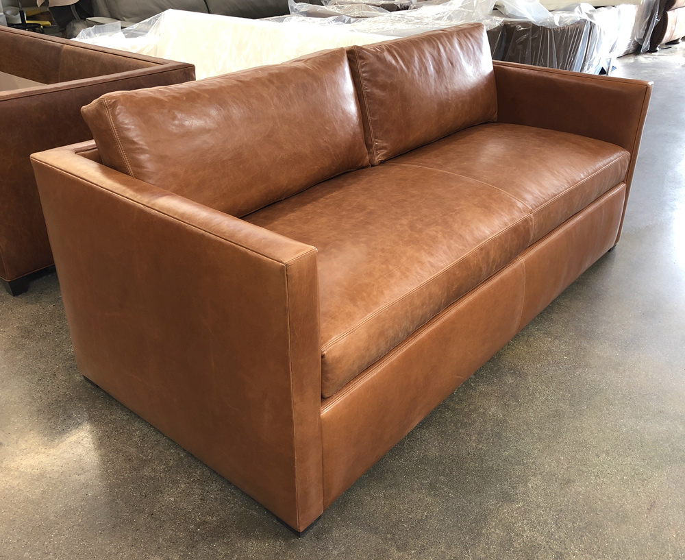 LG2658 - LEAH BROWN - 84" x 39" Oscar Leather Sofa in Italian Mont Blanc Sycamore - Long Beach, NY