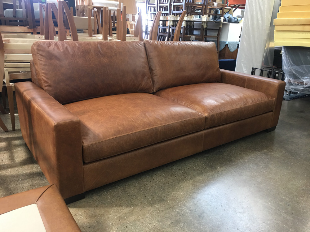 Braxton Leather Sofa in Italian Berkshire Chestnut Leather