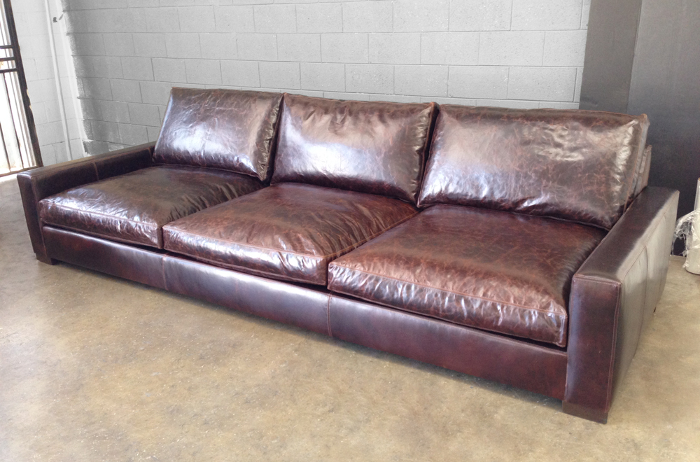 11ft Braxton Sofa in Italian Brompton Cocoa Leather - Custom 50 inch depth