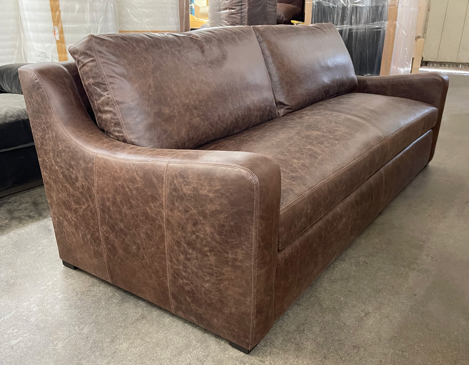 Julien Slope Arm Leather Sofa in Halter-Ranch leather-left front angle