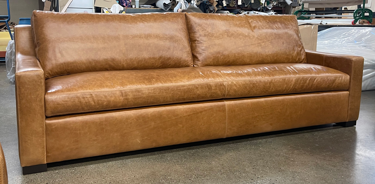 Julien Track Arm Sofa in Mont Blanc Sycamore Leather - 108" x 38" - front view