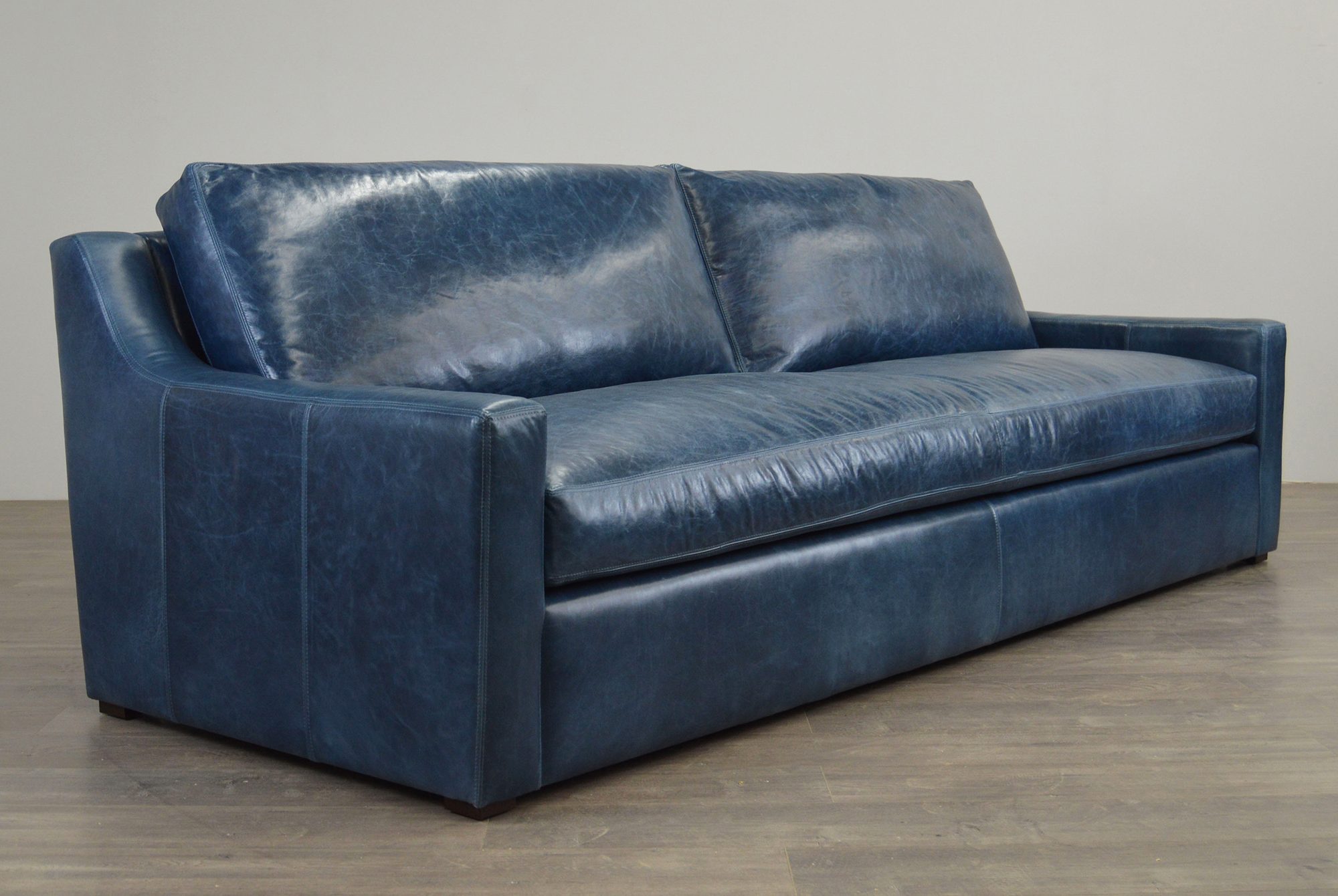 Julien Track Arm Sofa in Mont Blanc Nile Leather - 108" x 42" - Front Angle View