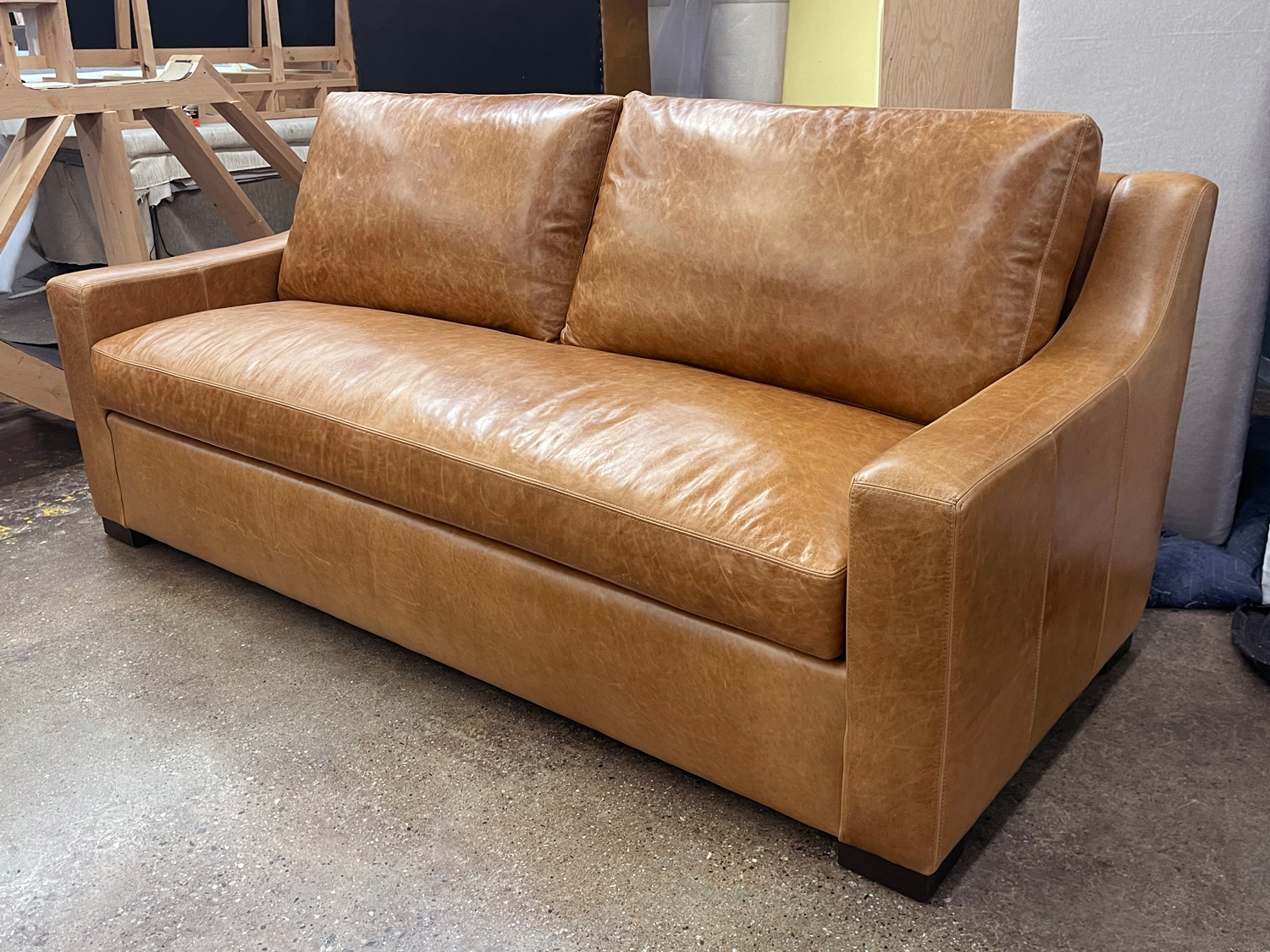 Julien Track Arm Sofa in Mont Blanc Sycamore Leather - 84" x 38" - right front angle