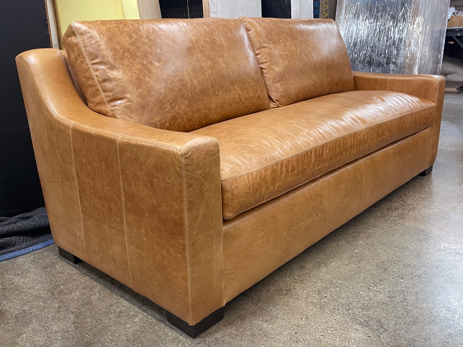 Julien Track Arm Sofa in Mont Blanc Sycamore Leather - 84" x 38" - left front angle