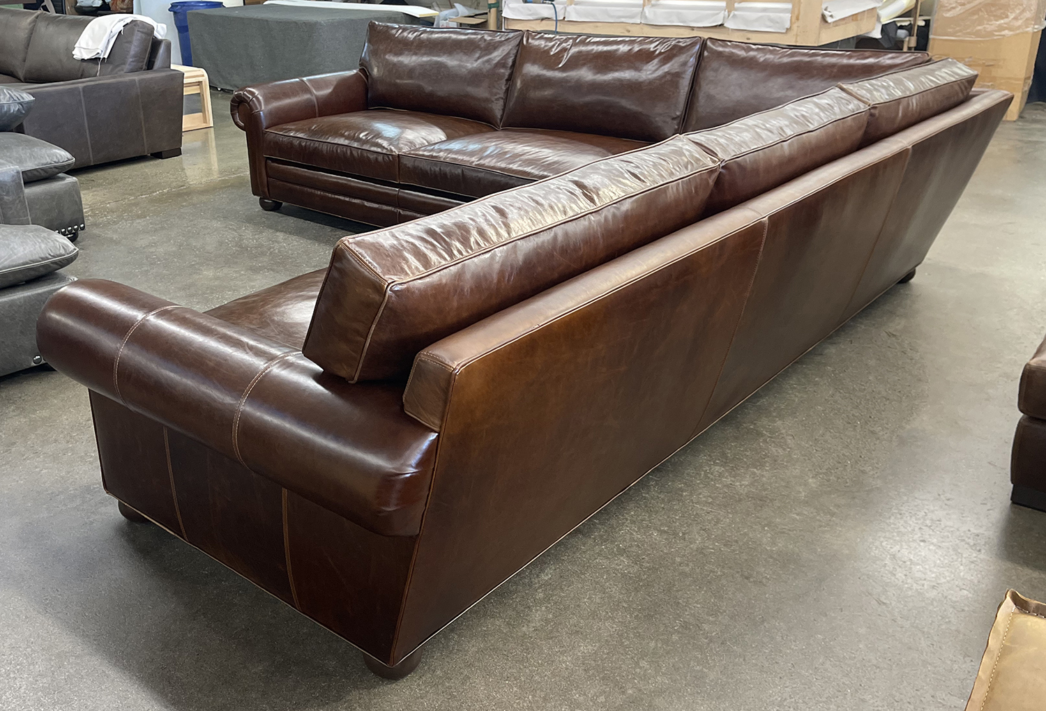 Langston Grand Corner Sectional in Mont Blanc Bourbon Leather - RAF rear view