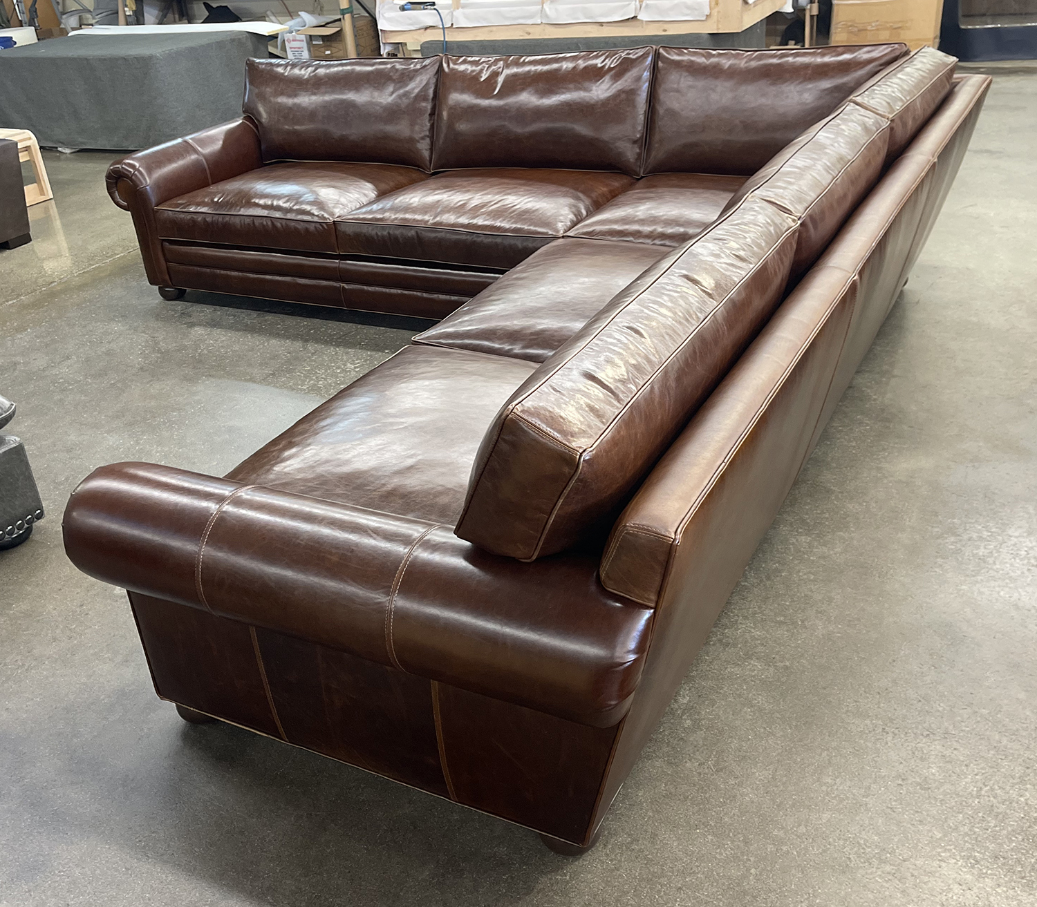 Langston Grand Corner Sectional in Mont Blanc Bourbon Leather - RAF rear view high