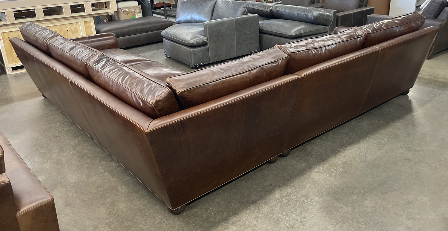 Langston Grand Corner Sectional in Mont Blanc Bourbon Leather - rear view