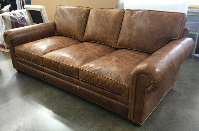 Langston Leather Sofa in Brentwood Tan Full Grain Italian Leather