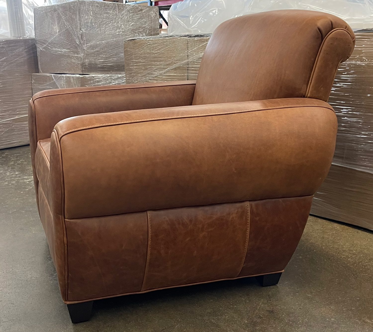 Midtown Leather Club Chair in Brentwood Cuero Leather RAF side