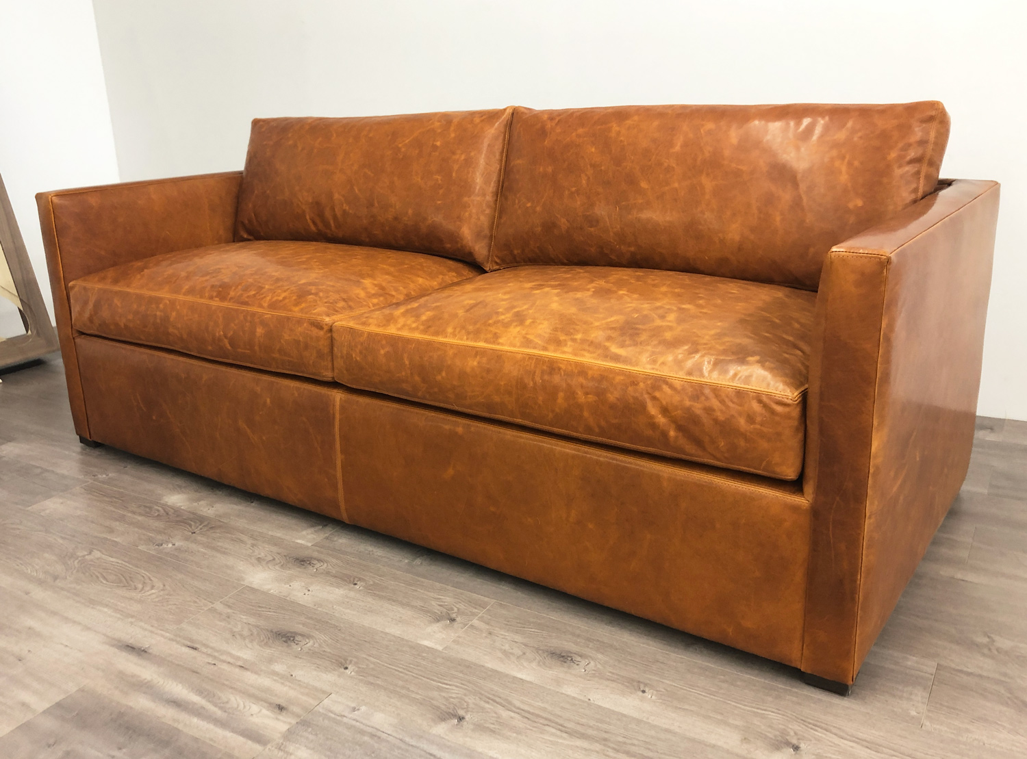 Oscar Leather Sofa in Domaine Bronze Leather - front angle view