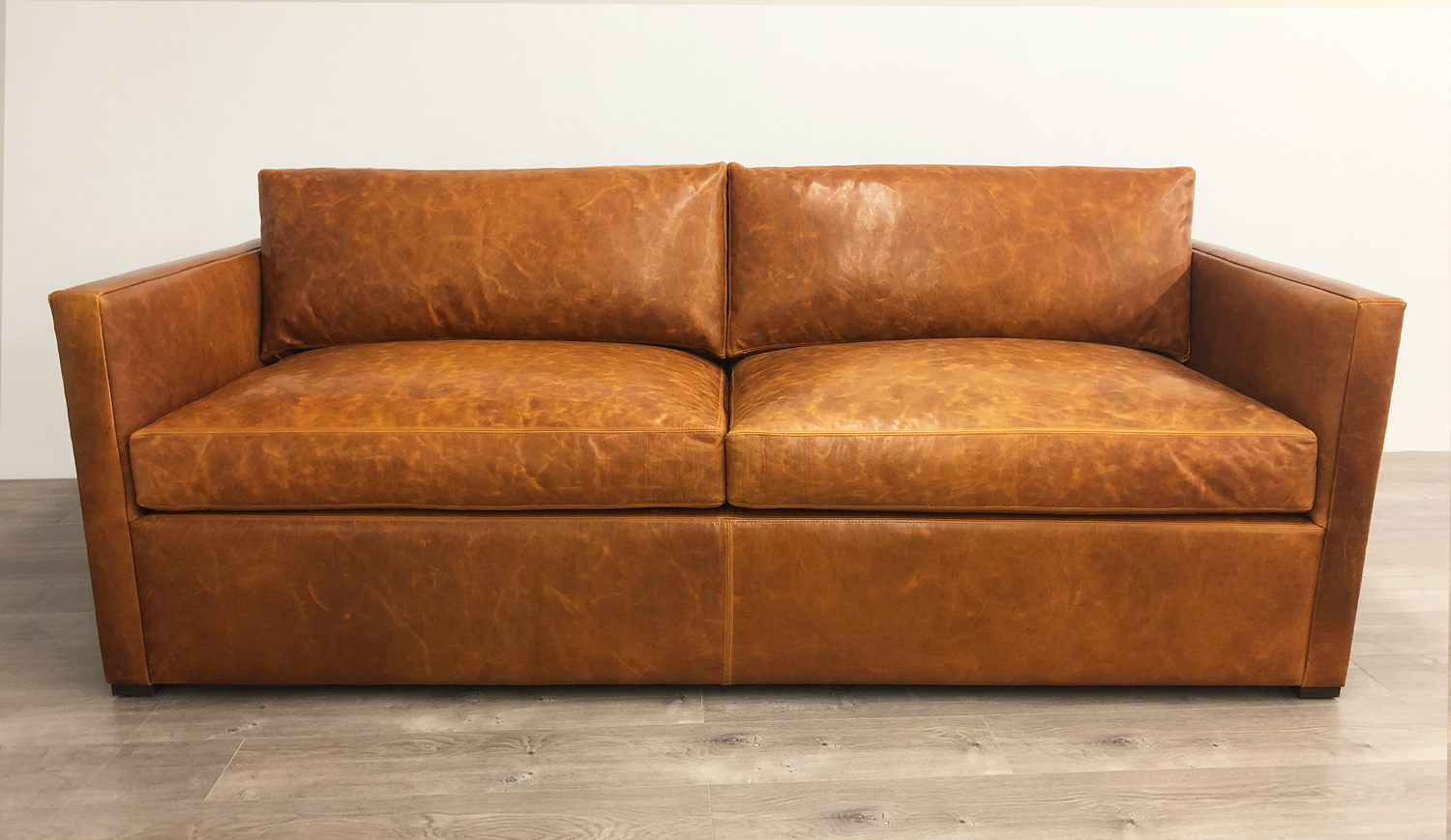 Oscar Leather Sofa in Domaine Bronze Leather - front view