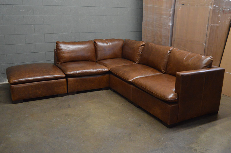 Reno Modular Leather Sectional Sofa in Italian Brompton - RAF view