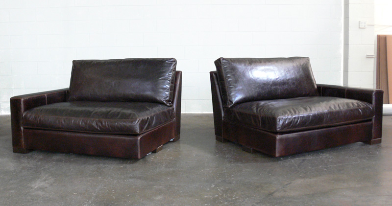 Braxton 108 inch x 46 inch Twin Cushion Leather Sofa in Italian Brompton Cocoa - Split Sofa - shown connected - 2