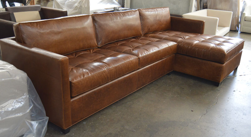 Left view of the Arizona Leather Sofa Chaise Sectional in Italian Brompton Classic Leather