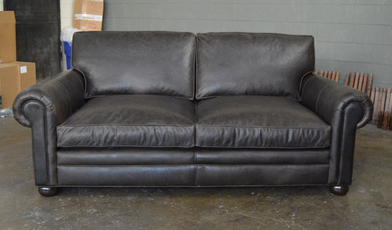 Front view of Langston Leather Sofa in Berkshire Anthracite