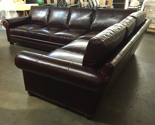 LAF view of the Braxton Leather L Sectional Sofa in Brompton Walnut