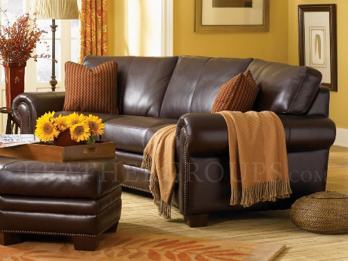 Kimberly Borghese Top Grain Leather, Leather Conversation Sofa