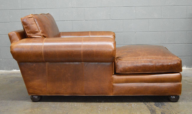 Side view of the Langston Leather Chaise in Italian Brompton Classic leather