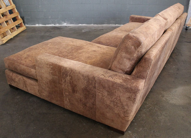 Rear angle view of Braxton Sofa Chaise Sectional in Italian Destroyed Leather, Ragtime Natural