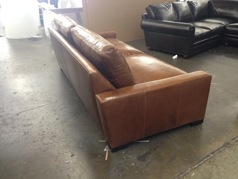 Braxton 96"L x 46"D Leather Sofa Sleeper - Brompton Vintage - side view