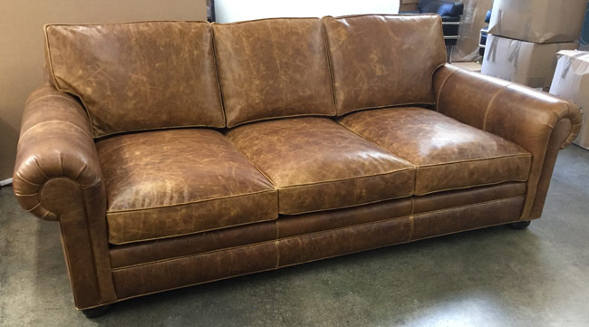 Langston Leather Sofa in Italian Brentwood Tan - 96 inches long by 48 inches deep