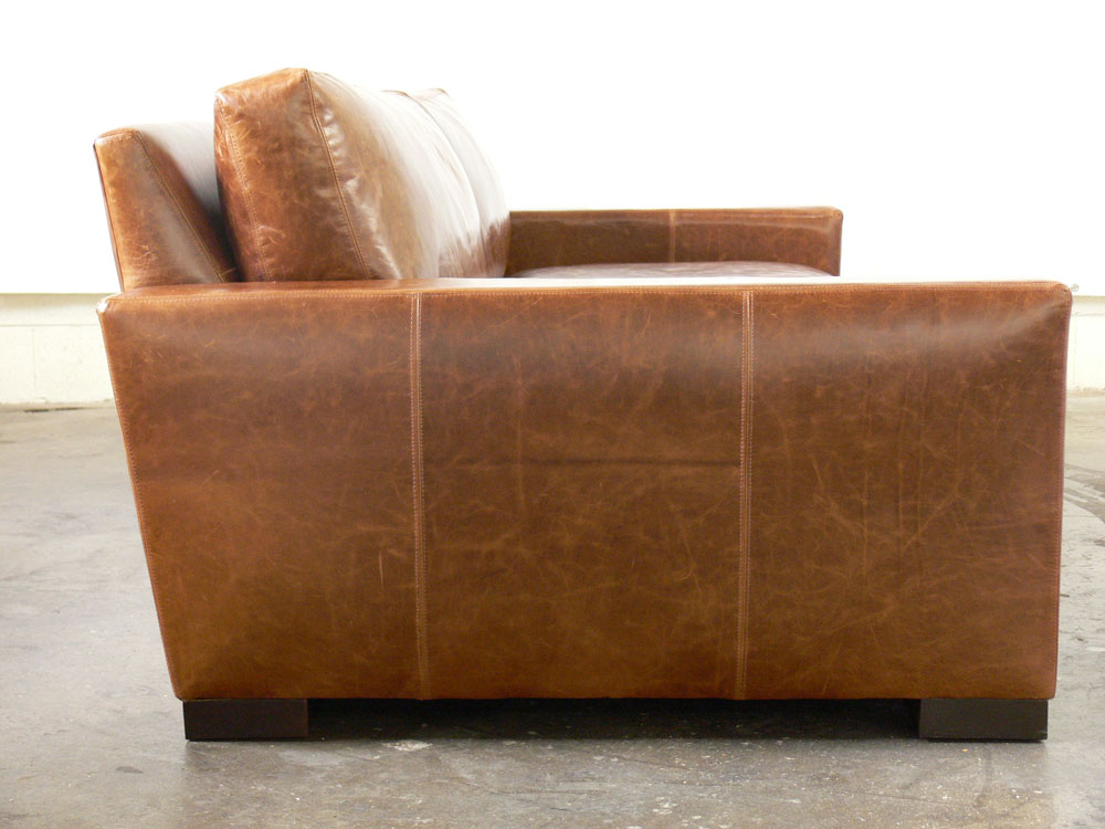 8ft. Braxton Twin Leather Sofa in Brompton Classic