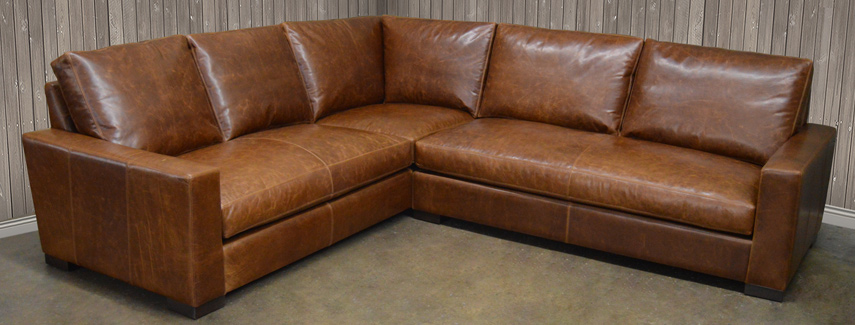 Leather Sectional Full Grain And Top, Full Aniline Leather Sectional