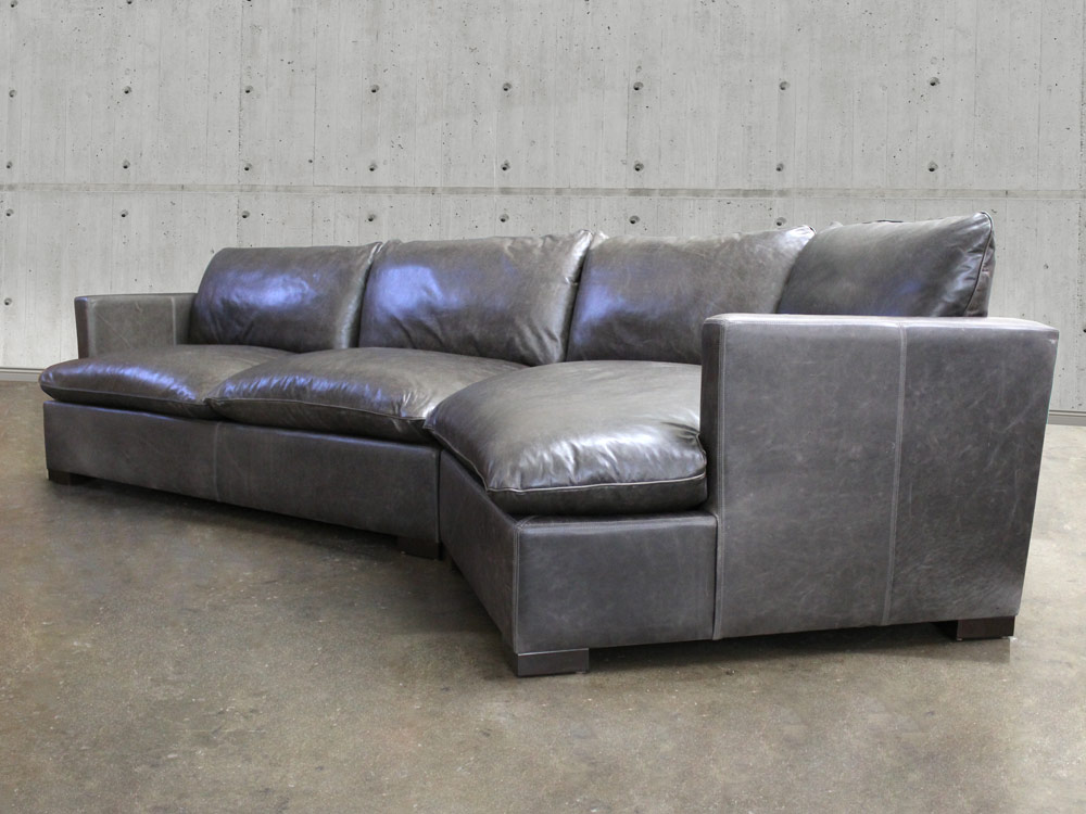 Reno Leather Sectional Sofa With, Double Cuddler Sectional Sofa