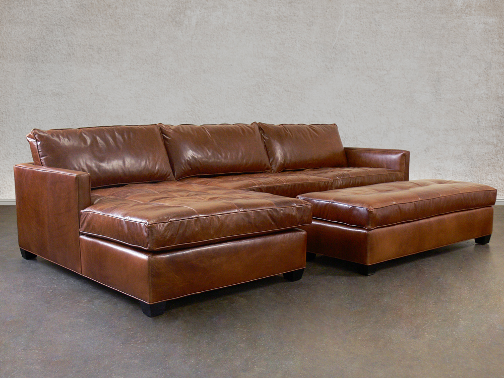 Arizona Leather Sectional Sofa With, Brown Leather Sectional Chaise