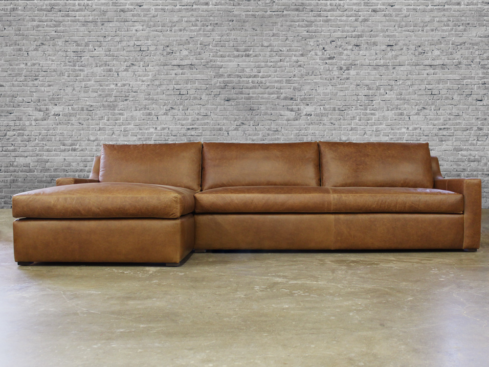 Julien Track Arm Leather Sofa Chaise Sectional