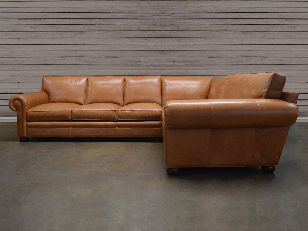 Langston Leather L Sectional Sofa, Tan Leather Sectional Sofa