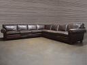 Langston Leather Grand Corner Sectional Sofa in Brompton Cocoa leather - center view