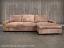 Front view of the Braxton Sofa Chaise Sectional in Italian Destroyed Leather - Ragtime Natural