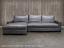 Front view of the LAF Braxton Sofa Chaise Sectional in Glove Timberwolf - Mont Blanc Wolf leather