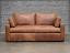 Julien Track Arm Leather Sofa in Italian Berkshire Chestnut - front view with accent pillows