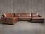 Braxton Leather L Sectional Sofa with Chaise in Italian Brompton Classic Vintage - Size Option 2 - 43 inch depth