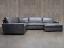 Braxton Mini Leather L Sectional Sofa with Chaise in Italian Berkshire Pewter - Size Option 2 - 43 inch depth