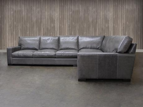 Braxton Leather L Sectional Sofa, Grey Leather Sectional Couch