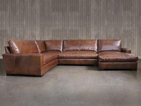 Braxton Leather L Sectional Sofa With, Sectional Chaise Sofa Leather