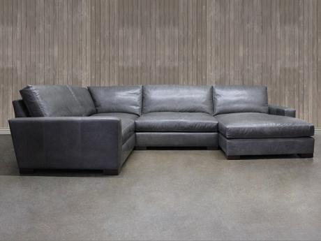 Braxton Mini Leather "L" Sectional Sofa with Chaise