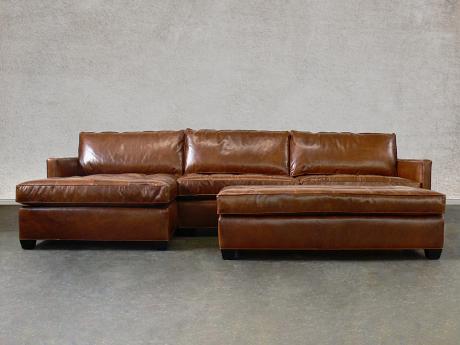 Arizona Leather Sectional Sofa with Chaise - Top Grain Aniline Leather