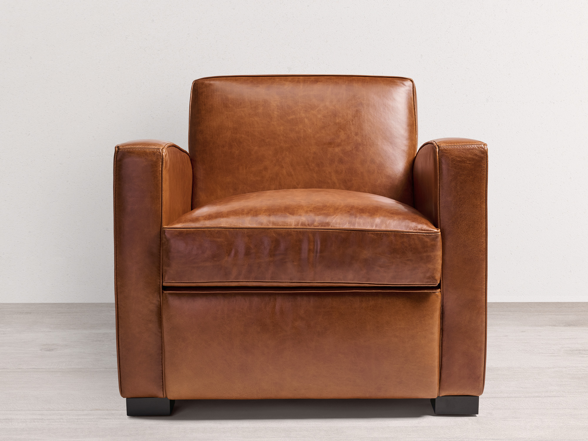 In stock - Atlas Leather Chair in Mont Blanc Caramel Leather - One only - front